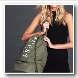 Guess army green duffel bag